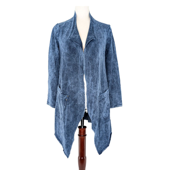 Testimony Los Angeles French Terry Victorian Blazer Jacket Blue XS Mineral Wash - Picture 1 of 6
